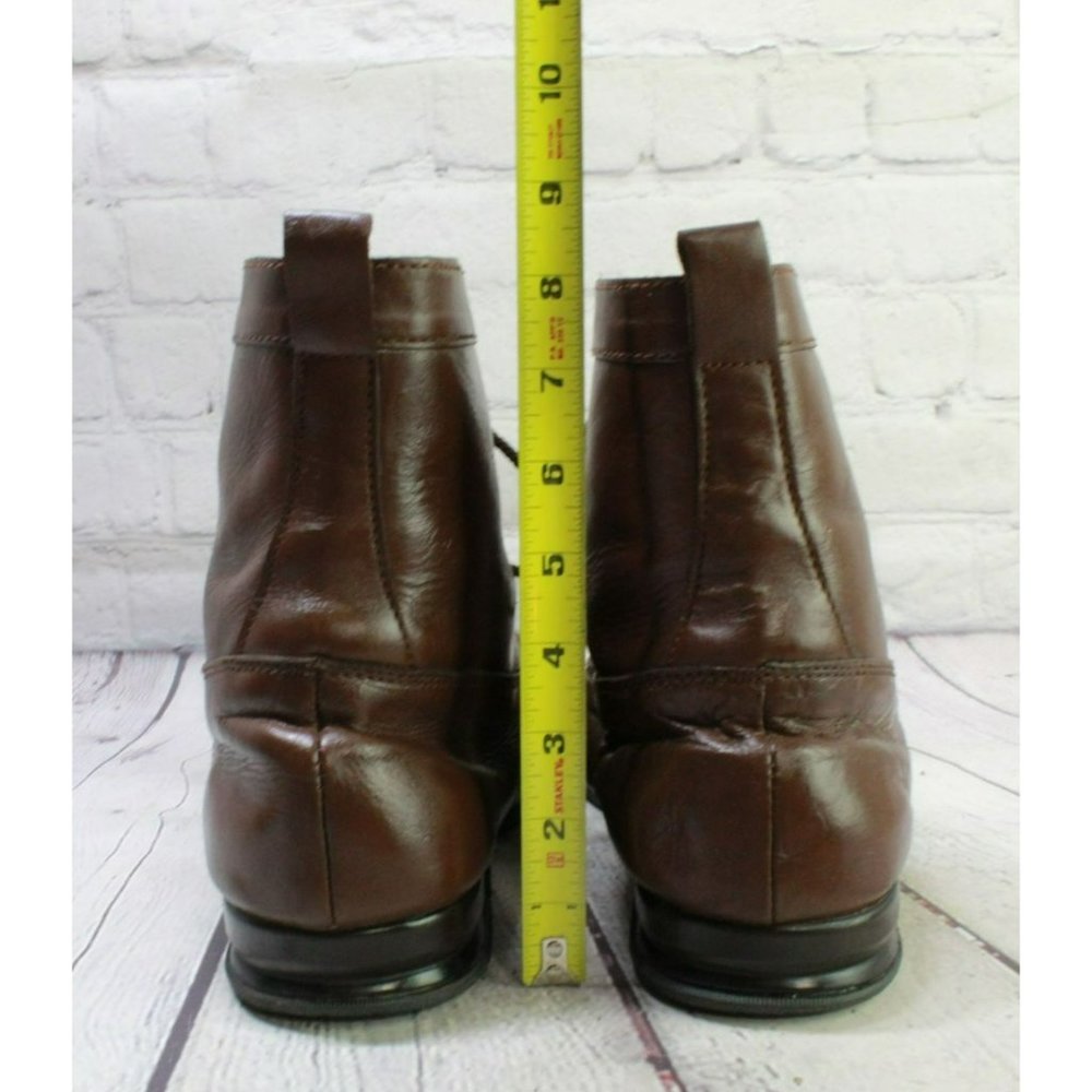 Hitchcock Brown Leather Lace Up Handsewn Casual Ankle Boots Size 10.5 - Picture 6 of 9